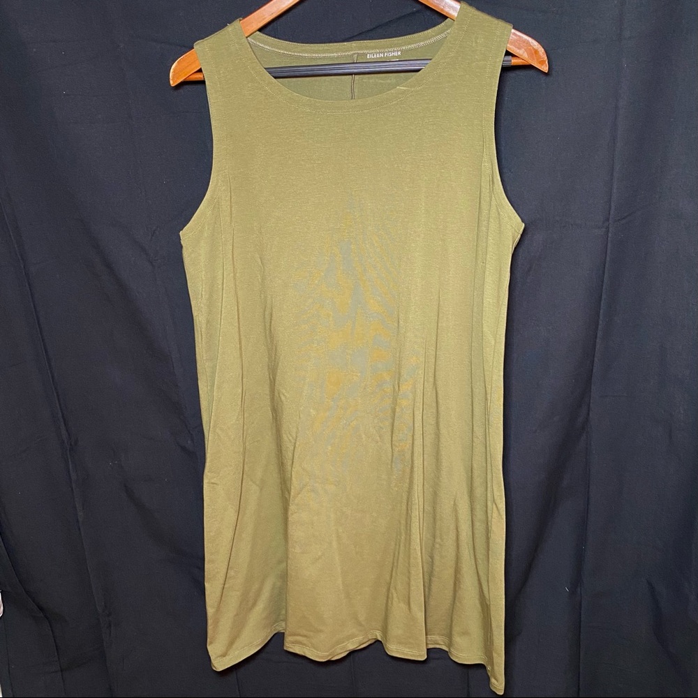 Eileen Fisher Green Cotton Jersey Tank Dress